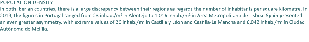 Population density In both Iberian countries, there is a large discrepancy between their regions as regards the numbe...