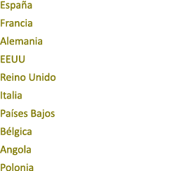 Espa a Francia Alemania EEUU Reino Unido Italia Pa ses Bajos B lgica Angola Polonia