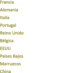 Francia Alemania Italia Portugal Reino Unido B lgica EEUU Pa ses Bajos Marruecos China 