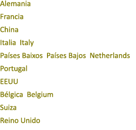 Alemania Francia China Italia Italy Pa ses Baixos Pa ses Bajos Netherlands Portugal EEUU B lgica Belgium Suiza Reino ...
