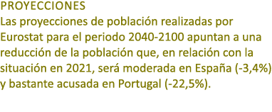 PROYECCIONES Las proyecciones de poblaci n realizadas por Eurostat para el periodo 2040 2100 apuntan a una reducci n ...