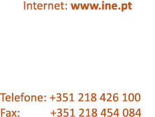 Internet: www.ine.pt Telefone: +351 218 426 100 Fax: +351 218 454 084 