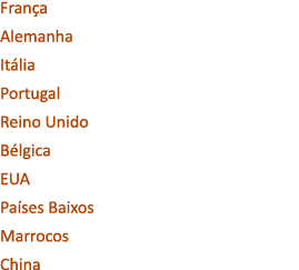 Fran a Alemanha It lia Portugal Reino Unido B lgica EUA Pa ses Baixos Marrocos China 