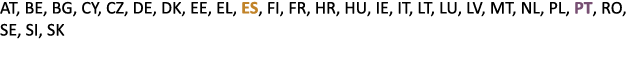 AT, BE, BG, CY, CZ, DE, DK, EE, EL, ES, FI, FR, HR, HU, IE, IT, LT, LU, LV, MT, NL, PL, PT, RO, SE, SI, SK 