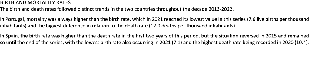Birth and mortality rates The birth and death rates followed distinct trends in the two countries throughout the deca...
