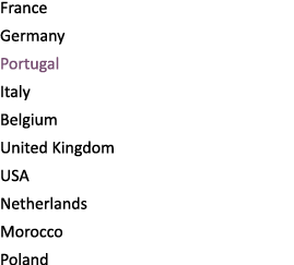 France Germany Portugal Italy Belgium United Kingdom USA Netherlands Morocco Poland 