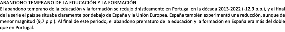 Abandono TEMPRANO de la educaci n y la formaci n El abandono temprano de la educaci n y la formaci n se redujo dr sti...