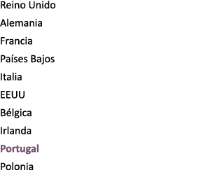 Reino Unido Alemania Francia Pa ses Bajos Italia EEUU B lgica Irlanda Portugal Polonia 
