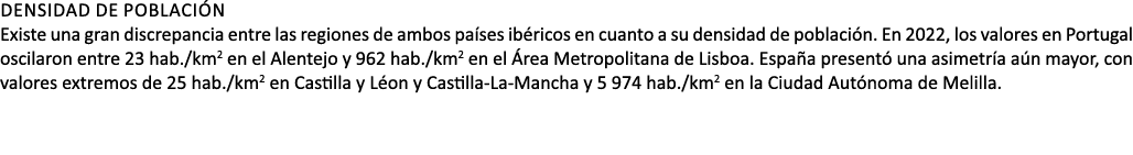 DENSIDAD de POBLACI N Existe una gran discrepancia entre las regiones de ambos pa ses ib ricos en cuanto a su densida...