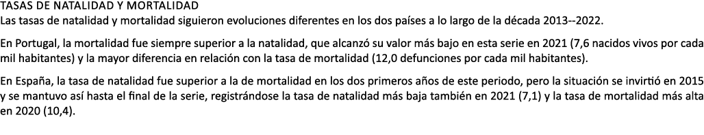 Tasas de natalidad y mortalidad Las tasas de natalidad y mortalidad siguieron evoluciones diferentes en los dos pa se...