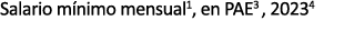 Salario m nimo mensual1, en PAE3 , 20234 