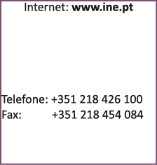 Internet: www.ine.pt Telefone: +351 218 426 100 Fax: +351 218 454 084 