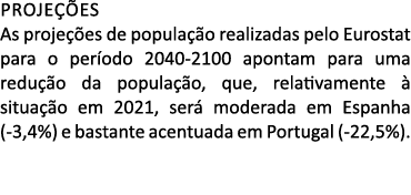 Proje es As proje  es de popula  o realizadas pelo Eurostat para o per odo 2040 2100 apontam para uma redu  o da pop...