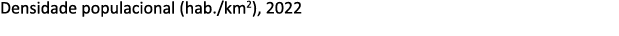 Densidade populacional (hab./km2), 2022 