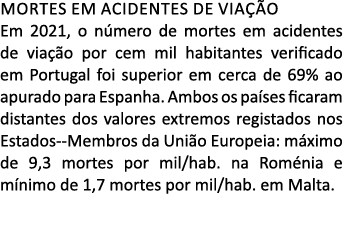 Mortes em acidentes de via o Em 2021, o n mero de mortes em acidentes de via  o por cem mil habitantes verificado em...